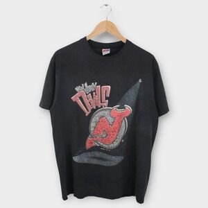 Vintage 90s New Jersey Devils Tee Swingster Single Stitch L USA‎